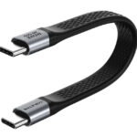 CABLETIME καλώδιο USB-C CT-FU4-AG, flat, 240W, 40Gbps, 8K/60Hz, USB4, 0.15m, μαύρο - 5210131108932