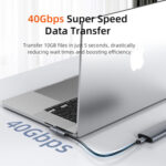 CABLETIME αντάπτορας USB-C CT-OTG41-AG, γωνιακός, USB4, 240W, 40Gbps, 8K, γκρι - 5210131108956 - Image 2