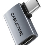 CABLETIME αντάπτορας USB-C CT-OTG41-AG, γωνιακός, USB4, 240W, 40Gbps, 8K, γκρι - 5210131108956