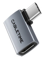 CABLETIME αντάπτορας USB-C CT-OTG41-AG, γωνιακός, USB4, 240W, 40Gbps, 8K, γκρι - 5210131108956