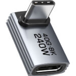 CABLETIME αντάπτορας USB-C CT-OTG42-AG, γωνιακός, USB4, 240W, 40Gbps, 8K, γκρι - 5210131108963