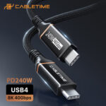 CABLETIME καλώδιο USB-C σε USB-C CT-USB4, 240W, 40Gbps, 8K/60Hz, USB4, 1m, μαύρο - 5210131094747 - Image 2