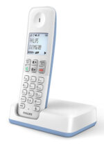 PHILIPS ασύρματο τηλέφωνο D2501S-34, με ελληνικό μενού, λευκό-μπλε - 4895229122079