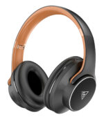DOQAUS headphones DESIGN 1, ασύρματα & ενσύρματα, Φ40mm, 600mAh, μαύρα/καφέ - 6974340900525