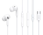 CELEBRAT earphones με μικρόφωνο E300, USB-C σύνδεση, Φ10mm, 1.2m, λευκά - 6925146951440