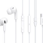 CELEBRAT earphones με μικρόφωνο E300, USB-C σύνδεση, Φ10mm, 1.2m, λευκά - 6925146951440