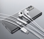 CELEBRAT earphones με μικρόφωνο E400, USB-C σύνδεση, Φ14mm, 1.2m, λευκά - 6925146951457 - Image 2