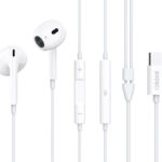 CELEBRAT earphones με μικρόφωνο E400, USB-C σύνδεση, Φ14mm, 1.2m, λευκά - 6925146951457