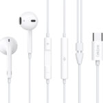 CELEBRAT earphones με μικρόφωνο E500, USB-C σύνδεση, Φ14mm, 1.2m, λευκά - 6925146951464