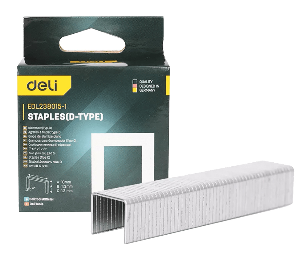 EDL238015-1 DELI συνδετήρες σχήματος Π EDL238015-1 για καρφωτικό, 1.2x10x11.3mm, 1000τμχ - 6976391005075 - Image 1