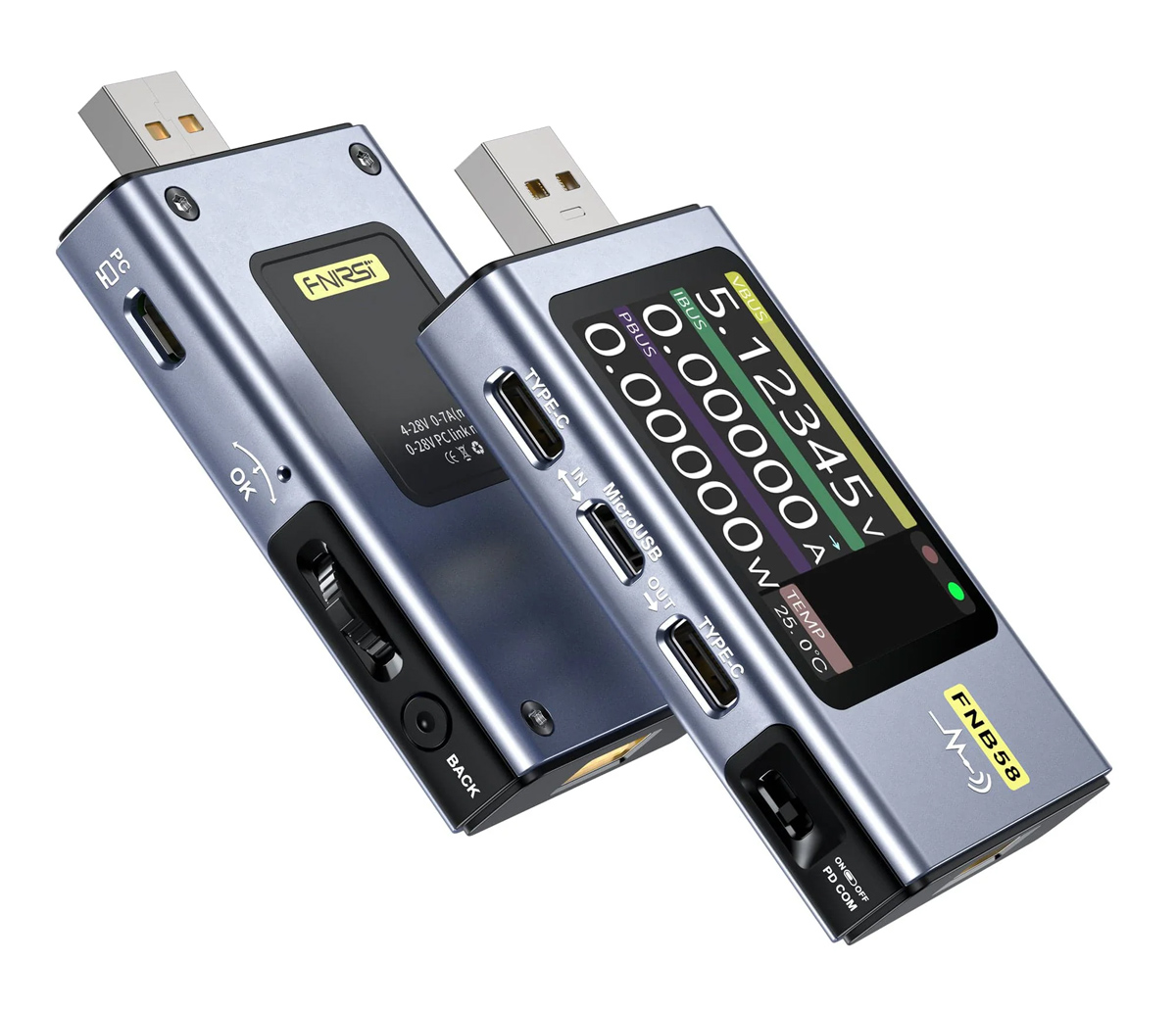 FNR-FNB58 FNIRSI USB tester φόρτισης FNB58 - 5210131120910 - Image 1