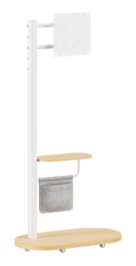 BRATECK βάση τηλεόρασης δαπέδου FS54-22T-02W, 17-43", έως 15kg, με ράφι & ροδάκια, λευκή - 5210131114551