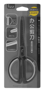 FIZZ ψαλίδι FZ212003-W με χάρακα, μεταλλική λεπίδα, 17cm, μαύρο-λευκό - 6930114511236 - Image 2