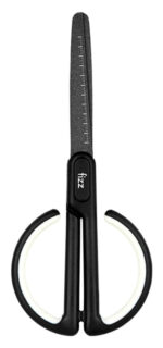 FIZZ ψαλίδι FZ212003-W με χάρακα, μεταλλική λεπίδα, 17cm, μαύρο-λευκό - 6930114511236