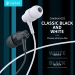 CELEBRAT earphones με μικρόφωνο G25, 3.5mm σύνδεση, Φ10mm, 1.2m, λευκά - 6925146951211 - Image 2