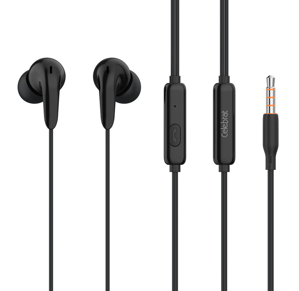 G26-BK CELEBRAT earphones με μικρόφωνο G26, 3.5mm σύνδεση, Φ10mm, 1.2m, μαύρα - 6925146951303 - Image 1