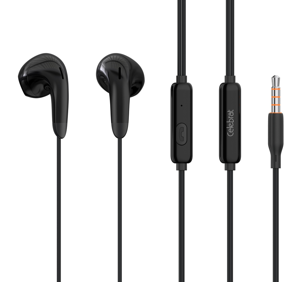 G27-BK CELEBRAT earphones με μικρόφωνο G27, 3.5mm σύνδεση, Φ14mm, 1.2m, μαύρα - 6925146951327 - Image 1