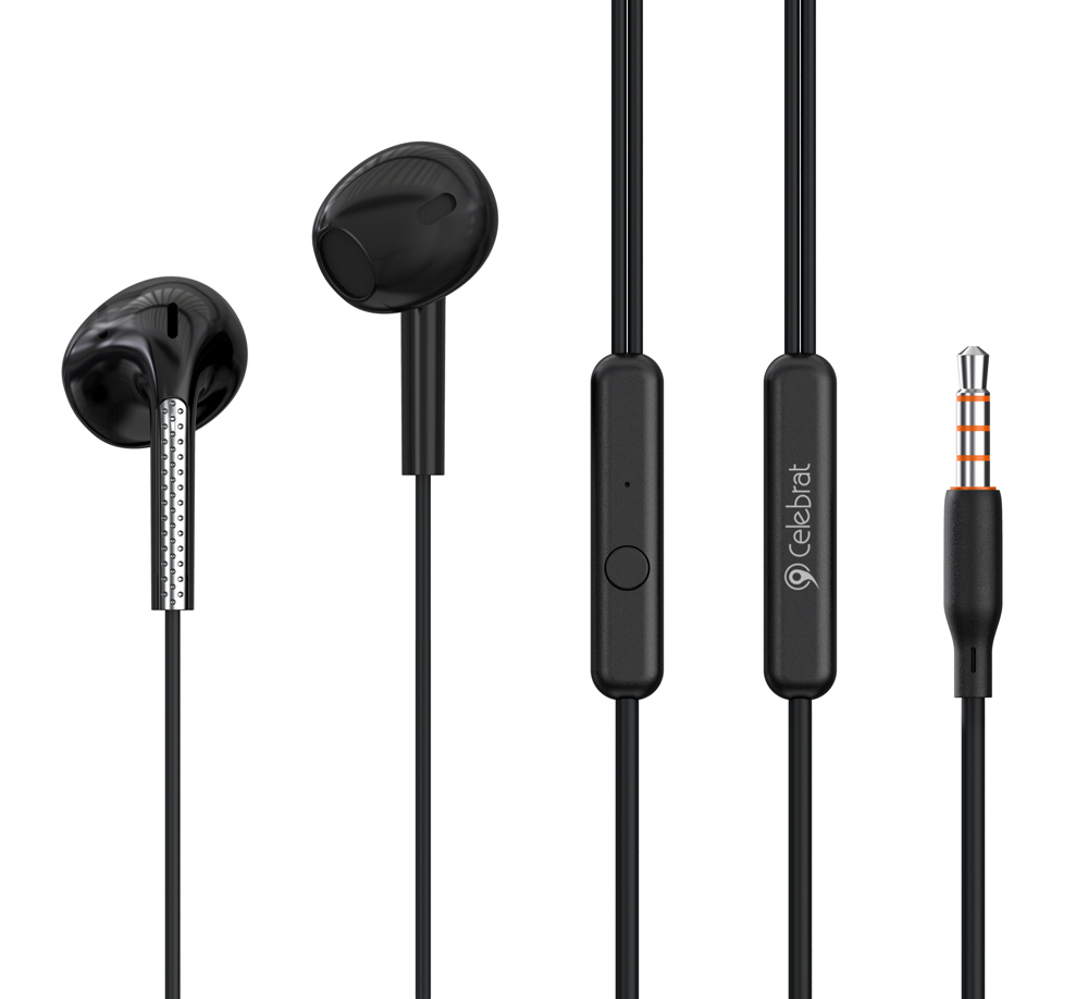 G28-BK CELEBRAT earphones με μικρόφωνο G28, 3.5mm σύνδεση, Φ10mm, 1.2m, μαύρα - 6925146951341 - Image 1