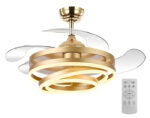 POWERTECH ανεμιστήρας οροφής HLL-0130 με LED φως, 72W, Φ106x50cm, χρυσός - 5210131085912