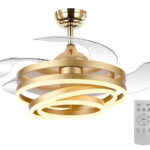 POWERTECH ανεμιστήρας οροφής HLL-0130 με LED φως, 72W, Φ106x50cm, χρυσός - 5210131085912