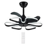 POWERTECH ανεμιστήρας οροφής HLL-0174 με LED φως, 96W, Φ55x35cm, μαύρος - 5210131102664