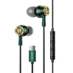 USAMS earphones με μικρόφωνο US-SJ482, USB-C, Φ10mm, 1.2m, πράσινα - 6958444929354