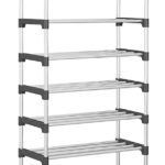 HOME USE παπουτσοθήκη HUH-0181, 5 ράφια, 60x30x95cm, μαύρη-ασημί - 5210131089095