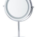 HOME USE επιτραπέζιος καθρέφτης HUH-0185 με LED φως, 1x/5x zoom, ασημί - 5210131089392