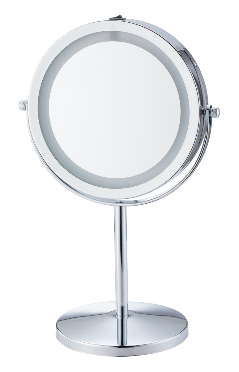 HUH-0185 HOME USE επιτραπέζιος καθρέφτης HUH-0185 με LED φως, 1x/5x zoom, ασημί - 5210131089392 - Image 1