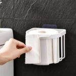 HOME USE επιτοίχια χαρτοθήκη μπάνιου HUH-0223 με αυτοκόλλητο, 11x14x13.5cm, λευκή - 5210131121290 - Image 2
