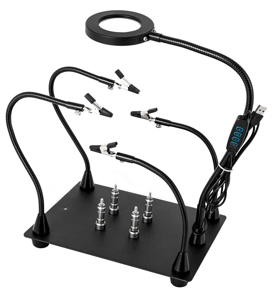 KAI-PCBHOLDER KAISI βάση πλακέτας PCB TE-808 με μεγεθυντικό φακό & βραχίονες, μαύρη - 5210131085431 - Image 1