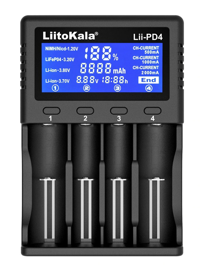 LII-PD4 LIITOKALA φορτιστής LII-PD4 για μπαταρίες NiMH/CD, Li-Ion, IMR, 4 slots - 5210131012772 - Image 1