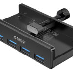 ORICO USB hub MH4PU-P με σφιγκτήρα, 4x θυρών, 5Gbps, USB σύνδεση, μαύρο - 6936761824743