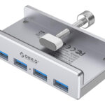 ORICO USB hub MH4PU-P με σφιγκτήρα, 4x θυρών, 5Gbps, USB σύνδεση, ασημί - 6936761876025