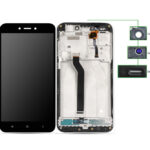 LCD για Xiaomi Redmi 5A, Camera-Sensor ring, ear mesh, με frame, Black - 5202208201868