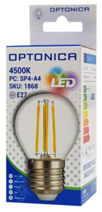 OPTONICA LED λάμπα G45 Filament 1868, 4W, 4500K, E27, 400lm - 3800156618688 - Image 2