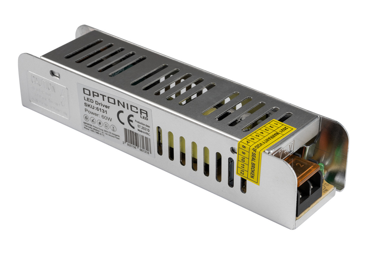 OPT-6131 OPTONICA τροφοδοτικό LED καλωδιοταινίας 6131, 60W, 12V/5A - 3800156661318 - Image 1