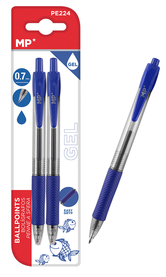 PE224 MP στυλό διαρκείας gel PE224, 0.7mm, μπλε, 2τμχ - 8435250996971 - Image 1