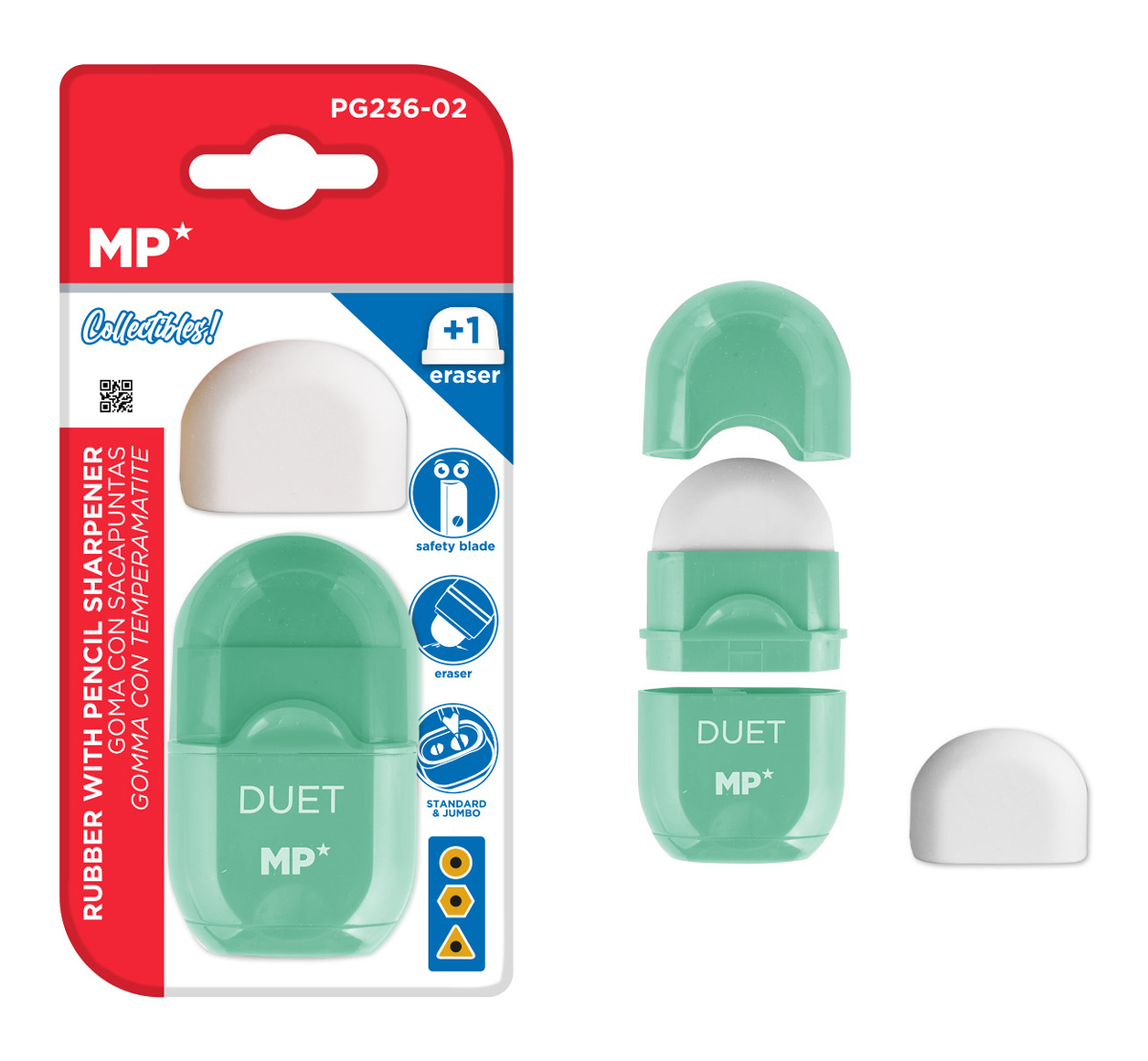 PG236-02-GN MP γόμα & ξύστρα με κάδο PG236-02-GN με ανταλλακτική γόμα, πράσινη - 5210131098080 - Image 1