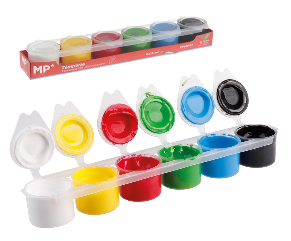 PP162-01 MP σετ τέμπερες ζωγραφικής PP162-01, 6x 15ml, διάφορα χρώματα - 8435250994441 - Image 1