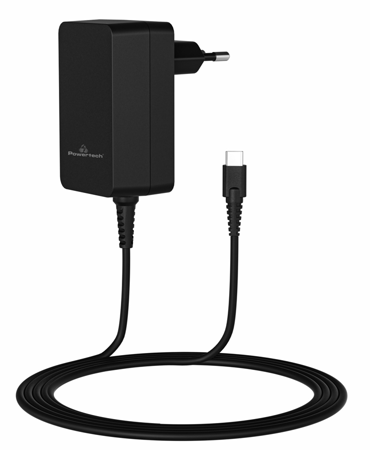 PT-1155 POWERTECH φορτιστής laptop PT-1155, USB-C PD, universal, 45W, μαύρος - 5210131077573 - Image 1