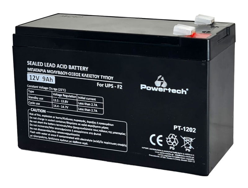 PT-1202 POWERTECH μπαταρία μολύβδου PT-1202 για UPS, 12V 9Ah, F2 - 5210131086728 - Image 1