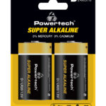 POWERTECH αλκαλικές μπαταρίες Super Alkaline PT-1217, LR20, 1.5V, 2τμχ - 5210131087022