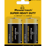 POWERTECH μπαταρίες Zinc Carbon Super Heavy Duty PT-1222, R20 1.5V, 2τμχ - 5210131087077