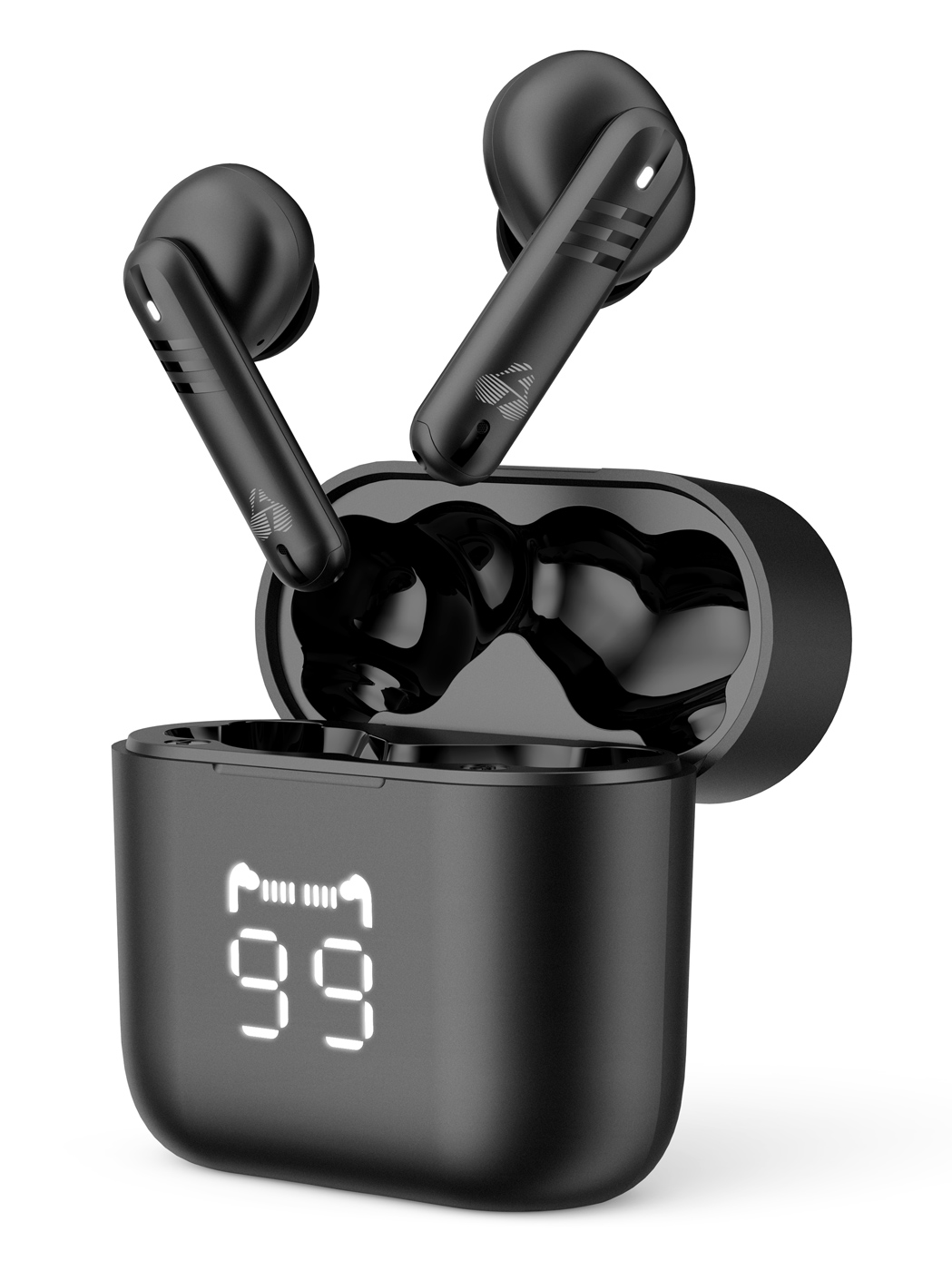 PT-1227 POWERTECH earphones με θήκη φόρτισης PT-1227, TWS, ENC, 30/480mAh, μαύρα - 5210131088111 - Image 1