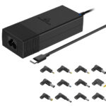 POWERTECH φορτιστής laptop PT-1256 με 12 βύσματα, USB-C PD, 90W, μαύρος - 5210131091531