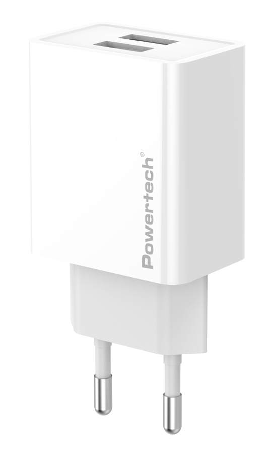 PT-1321 POWERTECH φορτιστής τοίχου PT-1321, 2x USB, 12W, λευκός - 5210131108482 - Image 1