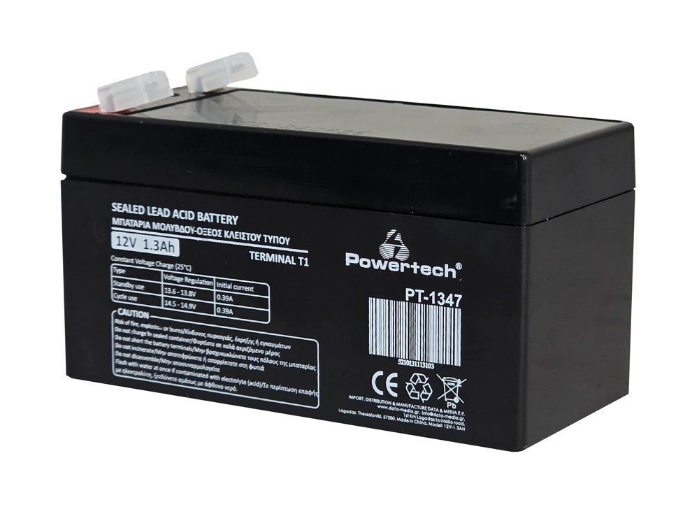 PT-1347 POWERTECH μπαταρία μολύβδου PT-1347, 12V 1.3Ah, T1 - 5210131113103 - Image 1