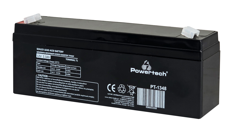 PT-1348 POWERTECH μπαταρία μολύβδου PT-1348, 12V 2.3Ah, T1 - 5210131113110 - Image 1
