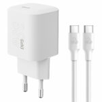 POWERTECH φορτιστής τοίχου PT-1350 με καλώδιο, USB-C, 36W, GaN, λευκός - 5210131115183